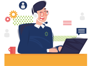 Illustration of office worker taking call