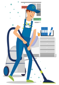 Illustration of man cleaning healthcare sector