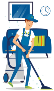 Illustration of man cleaning home