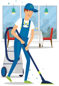 Illustration of man cleaning hospitality sector